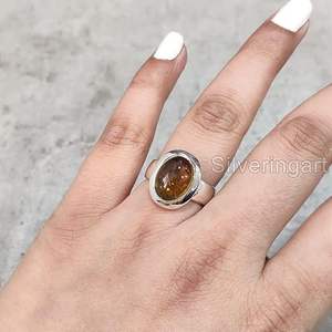 Anillo de Plata de Ley 925 con Citrino Natural para Hombre, Piedra de Nacimiento de Noviembre, Joyería para Cumpleaños y Navidad - Product Image 2