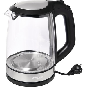 Hervidor Eléctrico EXQUISIT WK 3501, 2200 W, Negro con Acero Inoxidable, LED Azul, 2 L, 1.1 kg, Material de Vidrio - Product Image 1