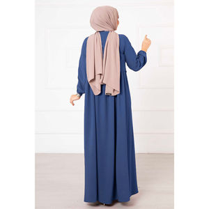Vestido Estilo Bolero Color Índigo con Silueta Holgada, Cintura Imperio y Tela de Chifón - Product Image 4