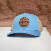 Sombrero de conductor de camión de alta calidad, gorra de lona barata al por mayor, Parche de cuero personalizado con logotipo, malla trasera a presión, rendimiento informal medio
