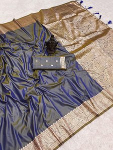 Saris en coton Sungudi avec une magnifique bordure en zari, imprimé à carreaux, décontracté et pour les fêtes, pur coton provenant d'un fabricant indien - Product Image 6