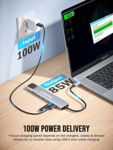 TC19L Plus 8 en 1 Tipo-C a 4K 30Hz HDMI 3,0 Estación de acoplamiento Hub USB 1000M RJ45 con 60W Tipo-C PD con ranura para tarjeta TF SD - Product Image 5