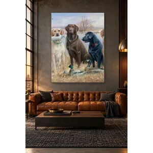 Impression sur toile « Trois labradorrets au bord d'un lac d'hiver » de Fida - Product Image 1