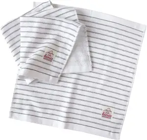 [Wholesale Products][Look for Distributor ] HIORIE Gauze Towel Cotton 100% Denim Color Gauze Wash Towel 34*34cm Quick Dry Stripe