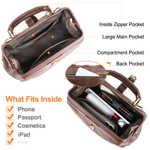 กระเป๋าหนังแท้สีน้ำตาลแดงวินเทจ กันน้ำ เป็นมิตรกับสิ่งแวดล้อม สำหรับผู้หญิง สายสะพายไหล่ปรับได้ ขนาดใหญ่ - Product Image 6