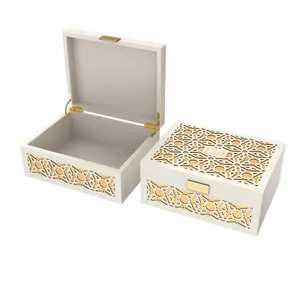 中密度纤维板雕刻长方形储物木盒包装豪华木质纪念品盒