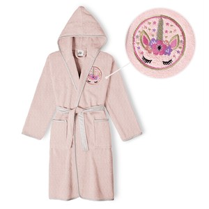 Albornoz Infantil Rosa Oscuro de Tela de Rizo, Talla S.6-8, para Uso en el Baño, Viene en Caja de Regalo - Product Image 1