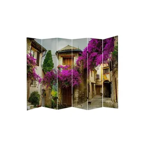 Pantalla Plegable de Lona de Doble Cara con Diseño de Calle de Flores de Provenza - Product Image 5