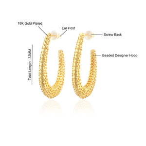 Bijoux géométriques creux or délicat perlé maille scintillante vis dos cerceaux laiton métal femme cerceau boucle d'oreille beau cadeau pour mère - Product Image 1