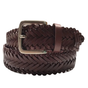 Premium Dark Brown <b>Braided</b> Leather Waist Strap Belt Adjustable Woven Sports Outdoor Casual Fashion <b>Accessory</b> with Metal Buckle - Product Image 1