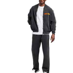 Traje deportivo de dos piezas para hombre de alta calidad, logotipo impreso con pantalla personalizado, lavado ácido, Vintage, ropa de calle con cremallera, chándal para hombre - Product Image 1