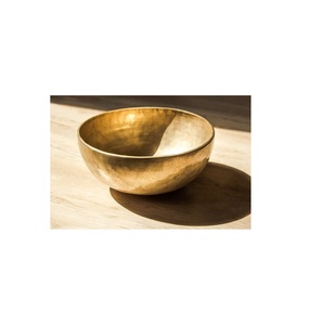 Rustic antique finish brass serving bowl for farmhouse dining <b>aesthetic</b> heritage decor themes and vintage kitchen setups - Product Image 1