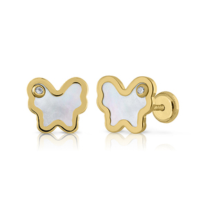 Boucles d'oreilles papillon élégantes en or pour bijoux pour enfants et jeunes avec vadrouille - Product Image 1