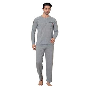 Conjunto de Pijama Suave para Hombre, Talla Grande, Manga Larga, Transpirable, Mezcla de Algodón, Ropa de Dormir Cómoda, Elegante y Relajante - Product Image 6
