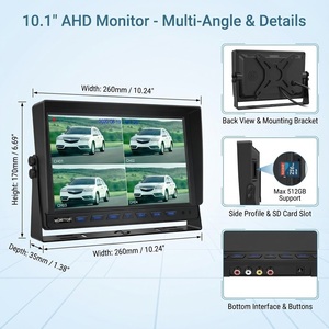 Monitor AHD Cuádruple de 10.1 Pulgadas con 512 GB de Almacenamiento | Conector de Aviación de 4 Pines | Chipset DSP Hayes | Sistema de Grabación DVR 1080P para Camiones, Remolques y Autobuses - Product Image 3