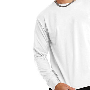 T-shirt pour homme à manches longues de haute qualité, 100% coton, col rond, respirant, écologique, tissu 220g, décontracté - Product Image 4