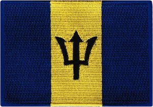 Parche Bordado con la Bandera de Barbados, Emblema Nacional, Impresión Tipográfica, Tela No Tejida - Product Image 3