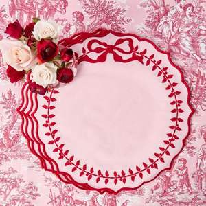 Luxury designer <b>linen</b> <b>placemat</b> with embroidery work perfect for wedding table setting or festive dinner parties - Product Image 2