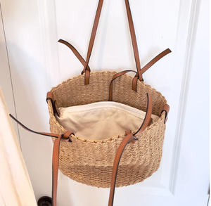 Bolso de Hombro Boho Artístico de Algodón y Paja, Tejido a Mano con Macramé, Bolsos de Playa Directamente del Proveedor Indio - Product Image 2