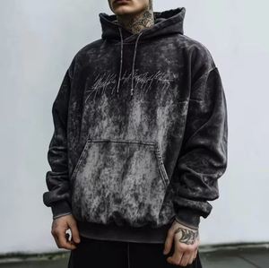 Sweat à capuche streetwear 100% coton avec logo personnalisé pour hommes, pull confortable et lourd délavé à la pierre pour l'impression numérique en hiver - Product Image 2