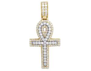 Pendentif Croix Ankh Moissanite Glacé Argent Sterling 925 Plaqué Rhodium Clarté VVS1-VVS2 Bijoux Hip Hop Chrétien pour Hommes Femmes - Product Image 4