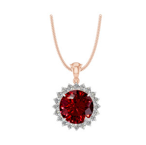 Pendentif en argent sterling 925 élégant Halo cluster tendance VVS Moissanite Rubis synthétique 21 pierres 0.70ct Rhodium Cadeau personnalisé fin - Product Image 2