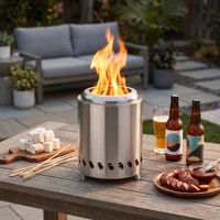 Brasero de table en acier inoxydable 14/18 cm, sans fumée, pour camping, jardin, patio, pique-nique