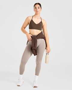 Nouveau soutien-gorge de sport croisé marron cacao profond flatteur décolleté en V dos à bretelles et soutien-gorge de sport de Fitness pour femmes adultes à impact élevé - Product Image 2