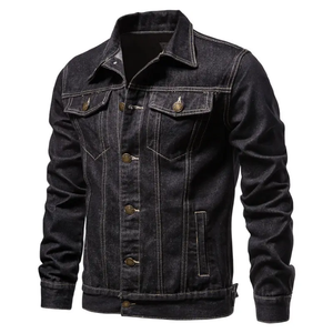 Veste en jean personnalisée pour hommes simple boutonnage manches longues col rabattu avec logo impression graphique avant OEM/ODM - Product Image 5