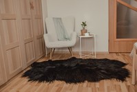 Tapis en peau de mouton islandaise naturelle noire Quatro 4, magnifique tapis en cuir de peau de mouton islandaise, style scandinave