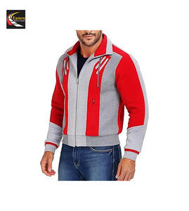 Blouson bombardier élégant en gros avec panneaux rouge et gris chiné Approvisionnement d'usine à bas prix - Product Image 1
