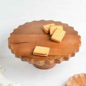 Best Quality Acacia <b>Wood</b> Decorative <b>Cake</b> Stand with Scalloped Edges Latest Design for Wedding Anniversary <b>Birthday</b> <b>Cake</b> Tools - Product Image 3