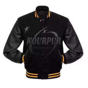 Varsity Baseball Blouson aviateur léger Support personnalisé Couleur noire Texte Logo Style Letterman - Product Image 3
