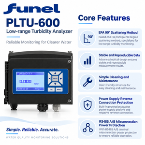 <span class=keywords><strong>FUNEL</strong></span> PLTU600 Capteur numérique de surveillance de la turbidité de l'eau potable RS485, faible turbidité, 0,001-100 NTU, précision 2%, 0~45 - Product Image 2