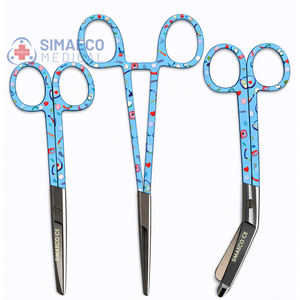 Juego de Tijeras de Enfermería Manuales SIMAECO CE, Juego de 3 Piezas con Patrón Decorado, Pinzas Médicas para Arterias de 6 Pulgadas, Tijeras de Enfermería de 5 Pulgadas, Tijeras para Vendajes de 5.5 Pulgadas - Product Image 6
