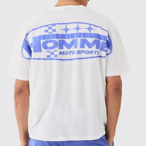 Haute qualité surdimensionné col étendu Homme Moto sport bouffée imprimer grand graphique t-shirt et short ensemble hommes double correspondant ensemble été - Product Image 5