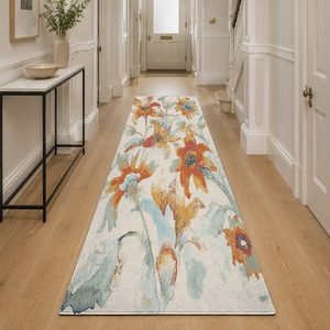 Alfombra de Área Chenille Lavable a Máquina con Estampado Digital Tradicional Anatolia en Beige Marrón, Antideslizante, Modelo LXDP-0231 de RUGS DEPOT, Venta al Por Mayor - Product Image 5