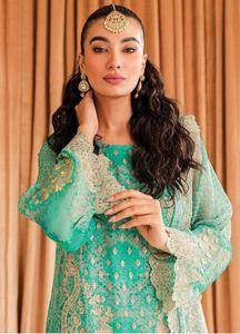 Haute qualité en mousseline de soie brodée fine Shalwar Kameez costumes vêtements de fête pour femmes Style indien et pakistanais pour adultes - Product Image 4