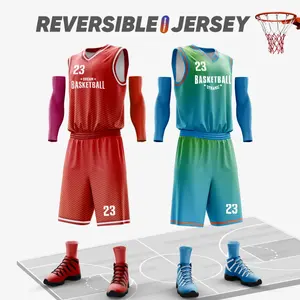 Camisetas de Baloncesto Reversibles para Hombre, Sublimadas con Logotipo, de Malla, Uniformes de Baloncesto Reversibles de Verano para Adultos, WO-B844 - Product Image 4