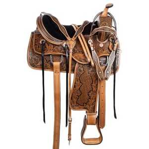 Sillín de caballo de estilo occidental mecanizado a mano de alta moda | Sillín de doma de cuero Premium para montar en inglés Rodeo Trail & Show Use - Product Image 5