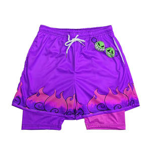 Wholesale Gym Shorts For Adult Running Short Sport Double <b>Layer</b> Elastic Waist Active Workout Shorts With Sublimation Design - Product Image 3