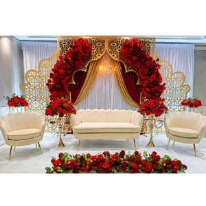 Stunning Wedding Reception Stage Laser <b>Frame</b> Set Grand Palace Floral Reception Setup Grand Royale Reception Sofa <b>Backdrop</b> USA - Product Image 1
