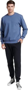 Sweat-shirt vintage bleu pour homme, col rond, en coton molletonné, coupe ample, respirant, confortable, brodé - Product Image 5