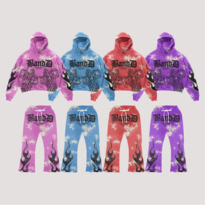 Survêtement pour hommes 100% coton de haute qualité entièrement imprimé 450 GSM Logo personnalisé motif solide col à capuche pour l'hiver - Product Image 3