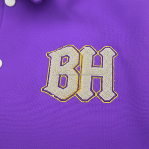 Veste universitaire Premium 350 GSM mélange de laine tissu doux au toucher couleur violette Logo personnalisé Chenille broderie vestes universitaires pour femmes - Product Image 6