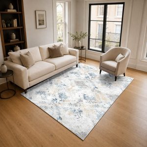 Tapis DEPOT LXDP-0867 – Tapis d'appoint moderne vintage en chenille, imprimé numériquement, lavable en machine, antidérapant, couleur crème ivoire – Vente en gros - Product Image 2