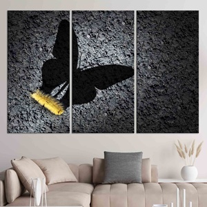 Impresión en lienzo de sombra de mariposa: panel de arte mural con gráfico de oruga, juego de 3 lienzos - Product Image 1