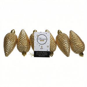 Amicasa Pine <b>Cones</b> (6pcs) Gold Plastic 9028570 <b>Christmas</b> Ball & <b>Tree</b> Ornaments - Product Image 2