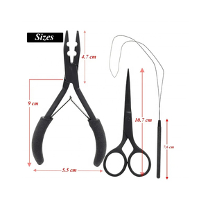 Kit de herramientas de extensión de pelo de acero de alta calidad de 16 piezas atadas a mano con alicates tijera marcado Chip Loop todo incluido en bolsa conveniente - Product Image 4