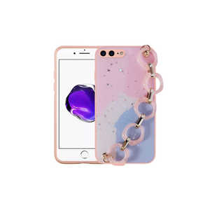 เคสซิลิโคนป้องกันการออกแบบ Elsa สำหรับ iPhone 7 plus ลายแวววาวพร้อมสายคล้องมือแฟชั่นหินอ่อนสไตล์ INS - Product Image 1